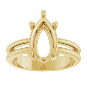 14K Yellow Gold 12x7.5 mm Pear Ring Mounting – image 6