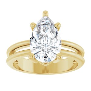 14K Yellow Gold 12x7.5 mm Pear Ring Mounting – image 5