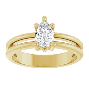 14K Yellow Gold 7x4.5 mm Pear Ring Mounting – image 5