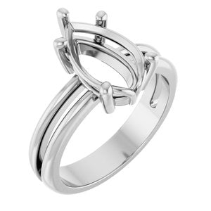 10K White Gold 12x7.5 mm Pear Ring Mounting – image 2