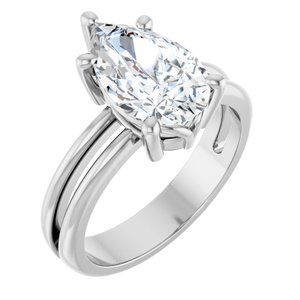 10K White Gold 12x7.5 mm Pear Ring Mounting