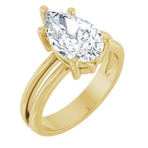 10K Yellow Gold 12x7.5 mm Pear Ring Mounting