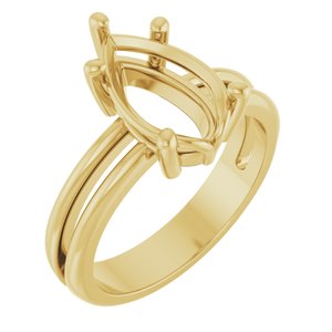 14K Yellow Gold 12x7.5 mm Pear Ring Mounting – image 2