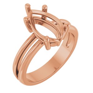 18K Rose Gold 12x7.5 mm Pear Ring Mounting – image 2