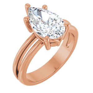 10K Rose Gold 12x7.5 mm Pear Ring Mounting