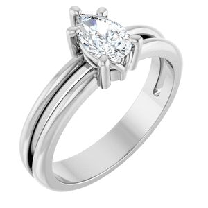 14K X1 White Gold 7x4.5 mm Pear Ring Mounting