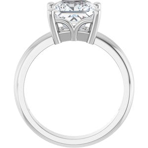 18K White Gold 7.5x7.5 mm Square Ring Mounting – image 3
