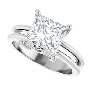 10K White Gold 7.5x7.5 mm Square Ring Mounting – image 8