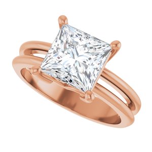 14K Rose Gold 7.5x7.5 mm Square Ring Mounting – image 8