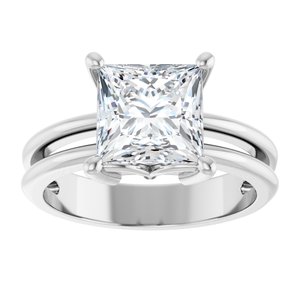 18K White Gold 7.5x7.5 mm Square Ring Mounting – image 5