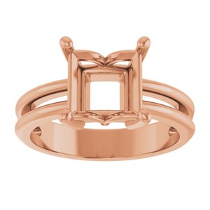 18K Rose Gold 7.5x7.5 mm Square Ring Mounting – image 6