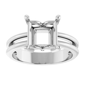 10K White Gold 7.5x7.5 mm Square Ring Mounting – image 6
