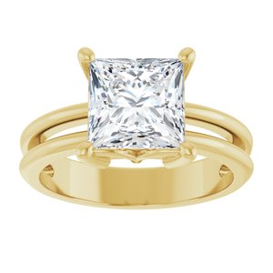 10K Yellow Gold 7.5x7.5 mm Square Ring Mounting – image 5