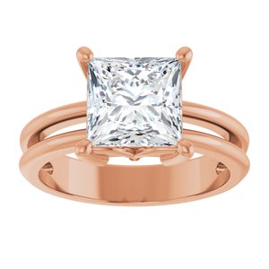 10K Rose Gold 7.5x7.5 mm Square Ring Mounting – image 5