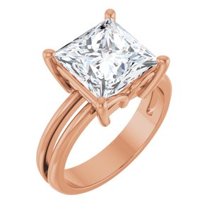 18K Rose Gold 9x9 mm Square Ring Mounting