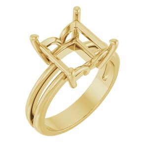 18K Yellow Gold 9x9 mm Square Ring Mounting – image 2