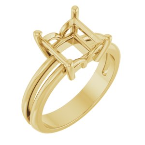 10K Yellow Gold 7.5x7.5 mm Square Ring Mounting – image 2