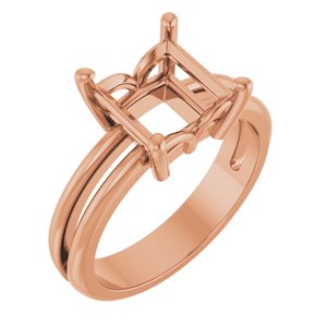 14K Rose Gold 7.5x7.5 mm Square Ring Mounting – image 2