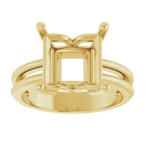 14K Yellow Gold 9x9 mm Square Ring Mounting – image 6