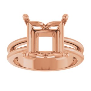 18K Rose Gold 9x9 mm Square Ring Mounting – image 6