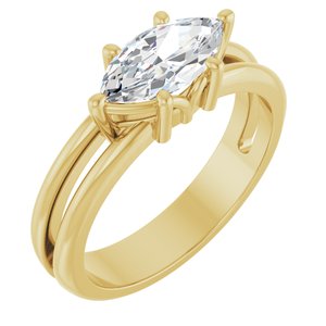 18K Yellow Gold 10x5 mm Marquise Ring Mounting