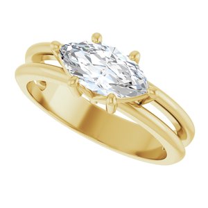 14K Yellow Gold 10x5 mm Marquise Ring Mounting – image 8