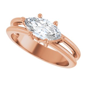 14K Rose Gold 10x5 mm Marquise Ring Mounting – image 8