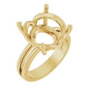 10K Yellow Gold 14 mm Round Ring Mounting – image 2