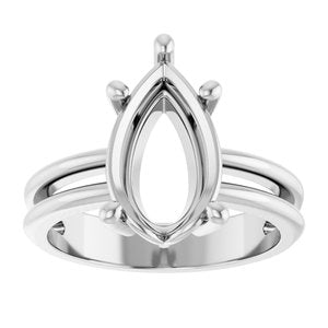 10K White Gold 13x8 mm Pear Ring Mounting – image 6