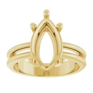 14K Yellow Gold 13x8 mm Pear Ring Mounting – image 6