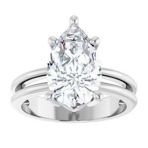 18K White Gold 13x8 mm Pear Ring Mounting – image 5