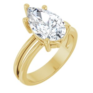 14K Yellow Gold 13x8 mm Pear Ring Mounting