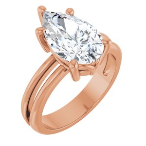18K Rose Gold 13x8 mm Pear Ring Mounting