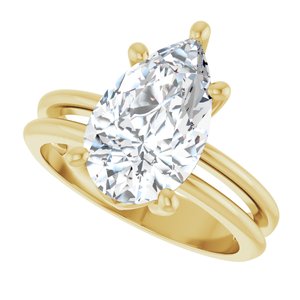 14K Yellow Gold 13x8 mm Pear Ring Mounting – image 8