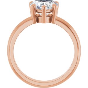 18K Rose Gold 8x8 mm Heart Ring Mounting – image 3