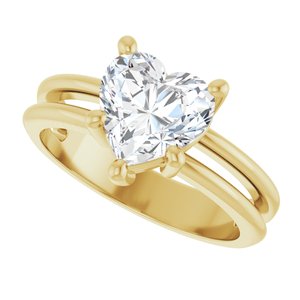 18K Yellow Gold 8x8 mm Heart Ring Mounting – image 8