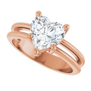 18K Rose Gold 8x8 mm Heart Ring Mounting – image 8