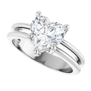 14K X1 White Gold 8x8 mm Heart Ring Mounting – image 8