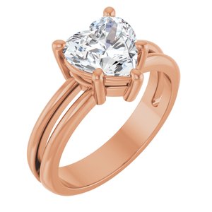 10K Rose Gold 8x8 mm Heart Ring Mounting