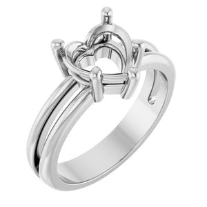 18K White Gold 8x8 mm Heart Ring Mounting – image 2