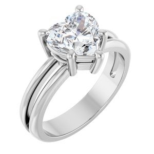 14K X1 White Gold 8x8 mm Heart Ring Mounting
