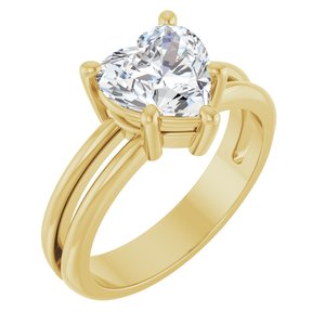 18K Yellow Gold 8x8 mm Heart Ring Mounting
