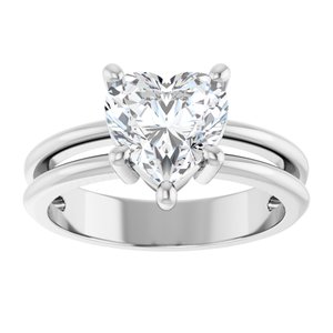 18K White Gold 8x8 mm Heart Ring Mounting – image 5