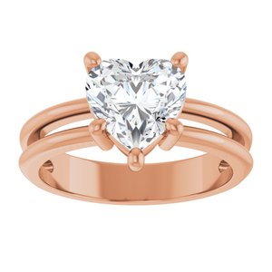 18K Rose Gold 8x8 mm Heart Ring Mounting – image 5