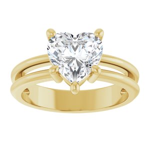 14K Yellow Gold 8x8 mm Heart Ring Mounting – image 5