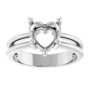Platinum 8x8 mm Heart Ring Mounting – image 6