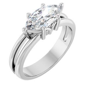 18K White Gold 11x5.5 mm Marquise Ring Mounting