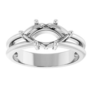 10K White Gold 11x5.5 mm Marquise Ring Mounting – image 6