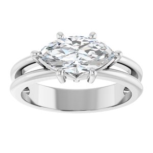 14K White Gold 11x5.5 mm Marquise Ring Mounting – image 5