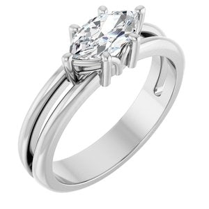 10K White Gold 8.5x4.5 mm Marquise Ring Mounting